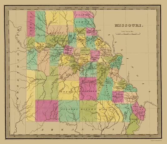 Historic State Map - Missouri - Greenleaf 1840 - 23 x 26.61 - Vintage Wall Art