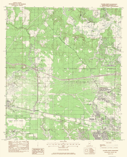 Topographical Map - North Gautier Mississippi Quad - USGS 1982 - 23 x 28.45 - Vintage Wall Art