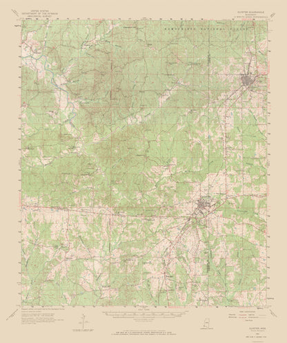 Topographical Map - Gloster Mississippi Quad - USGS 1961 - 23 x 27.45 - Vintage Wall Art