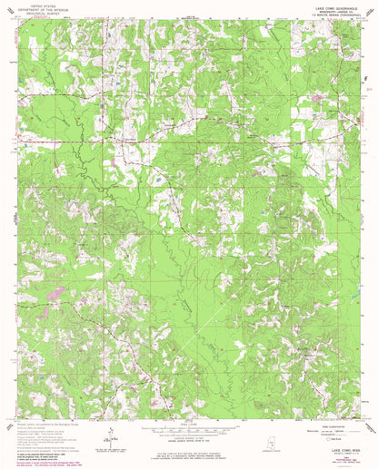 Topographical Map - Lake Como Mississippi Quad - USGS 1964 - 23 x 28.60 - Vintage Wall Art