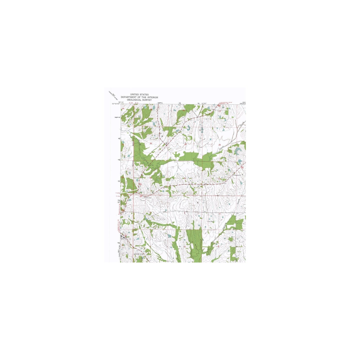 Topographical Map - Linwood Mississippi Quad - USGS 1964 - 23 x 28.39 - Vintage Wall Art