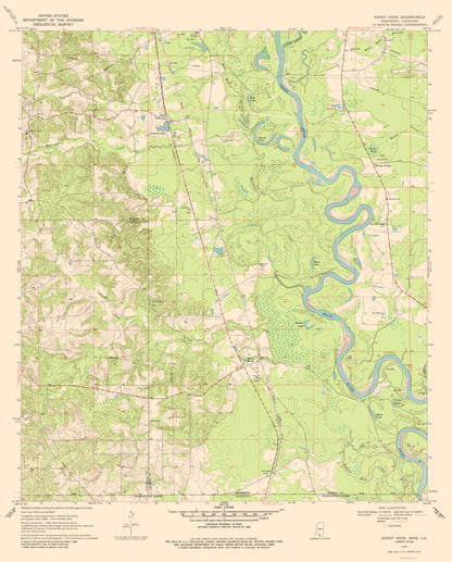 Topographical Map - Sandy Hook Mississippi Quad - USGS 1970 - 23 x 28.61 - Vintage Wall Art