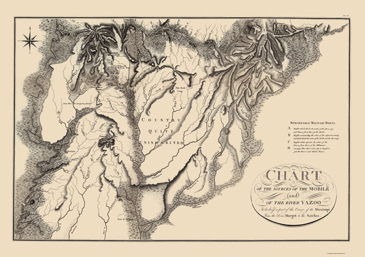 Historic Nautical Map - Mobile Yazoo River Source - Collot 1796 - 23 x 32.68 - Vintage Wall Art