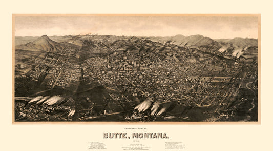 Historic Panoramic View - Butte Montana - Wellge 1904 - 41.73 x 23 - Vintage Wall Art