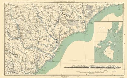 Historical Civil War Map - Cape Fear River Entrance - Bien 1895 - 23 x 37.33 - Vintage Wall Art