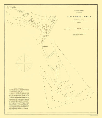 Historic Nautical Map - Cape Lookout Shoals - USCS 1864 - 23 x 26.59 - Vintage Wall Art