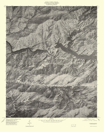 Topographical Map - Fontana North Carolina Quad - USGS 1935 - 23 x 29.15 - Vintage Wall Art