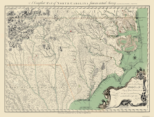 Historic State Map - North Carolina - Bayly 1770 - 30.31 x 23 - Vintage Wall Art