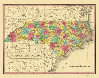 Historic State Map - North Carolina - Finley 1831 - 23 x 29.35 - Vintage Wall Art