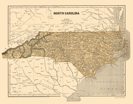 Historic State Map - North Carolina - Morse 1845 - 23 x 29.34 - Vintage Wall Art