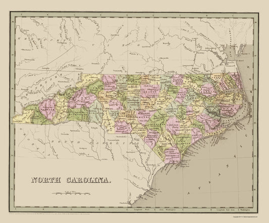 Historic State Map - North Carolina - Goodrich 1841 - 23 x 27.82 - Vintage Wall Art