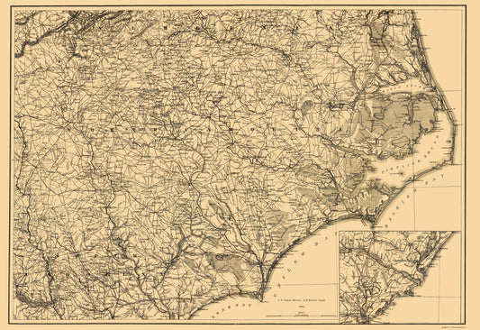 Historic State Map - North Carolina - Lindenkohl 1865 - 23 x 33.45 - Vintage Wall Art