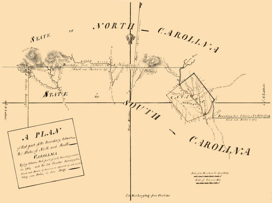 Historic State Map - North Carolina South Carolina Boundaries - 1777 - 30.84 x 23 - Vintage Wall Art