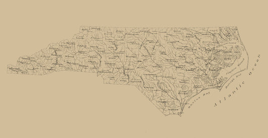 Historic State Map - North Carolina - Stephenson 1893 - 44.66 x 23 - Vintage Wall Art