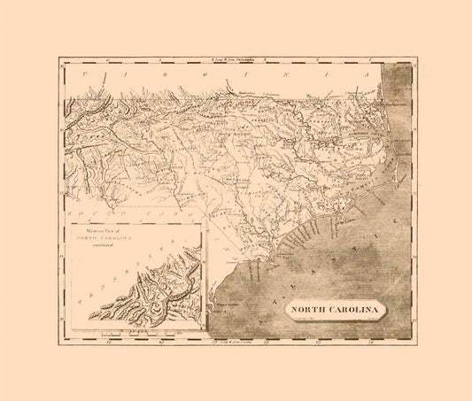 Historic State Map - North Carolina - Lewis 1805 - 27.06 x 23 - Vintage Wall Art