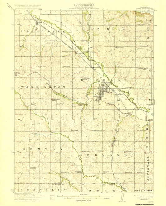 Topographical Map - Howe Nebraska Quad - USGS 1915 - 23 x 28.52 - Vintage Wall Art