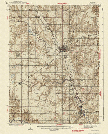 Topographical Map - Seward Nebraska Quad - USGS 1939 - 23 x 28.5 - Vintage Wall Art