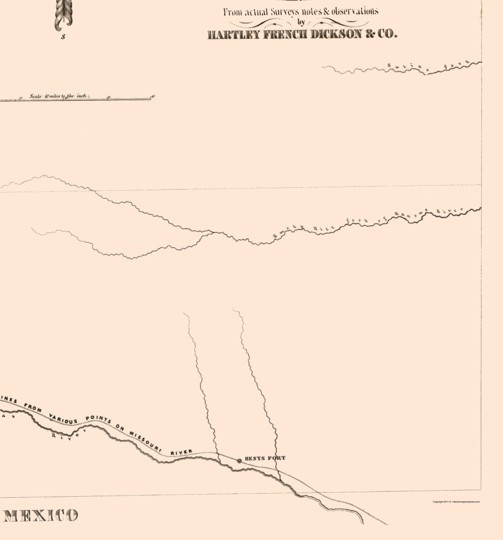 Historic Mine Map - Kansas Western Nebraska Gold Regions - Dickson 1859 - 23 x 24.68 - Vintage Wall Art