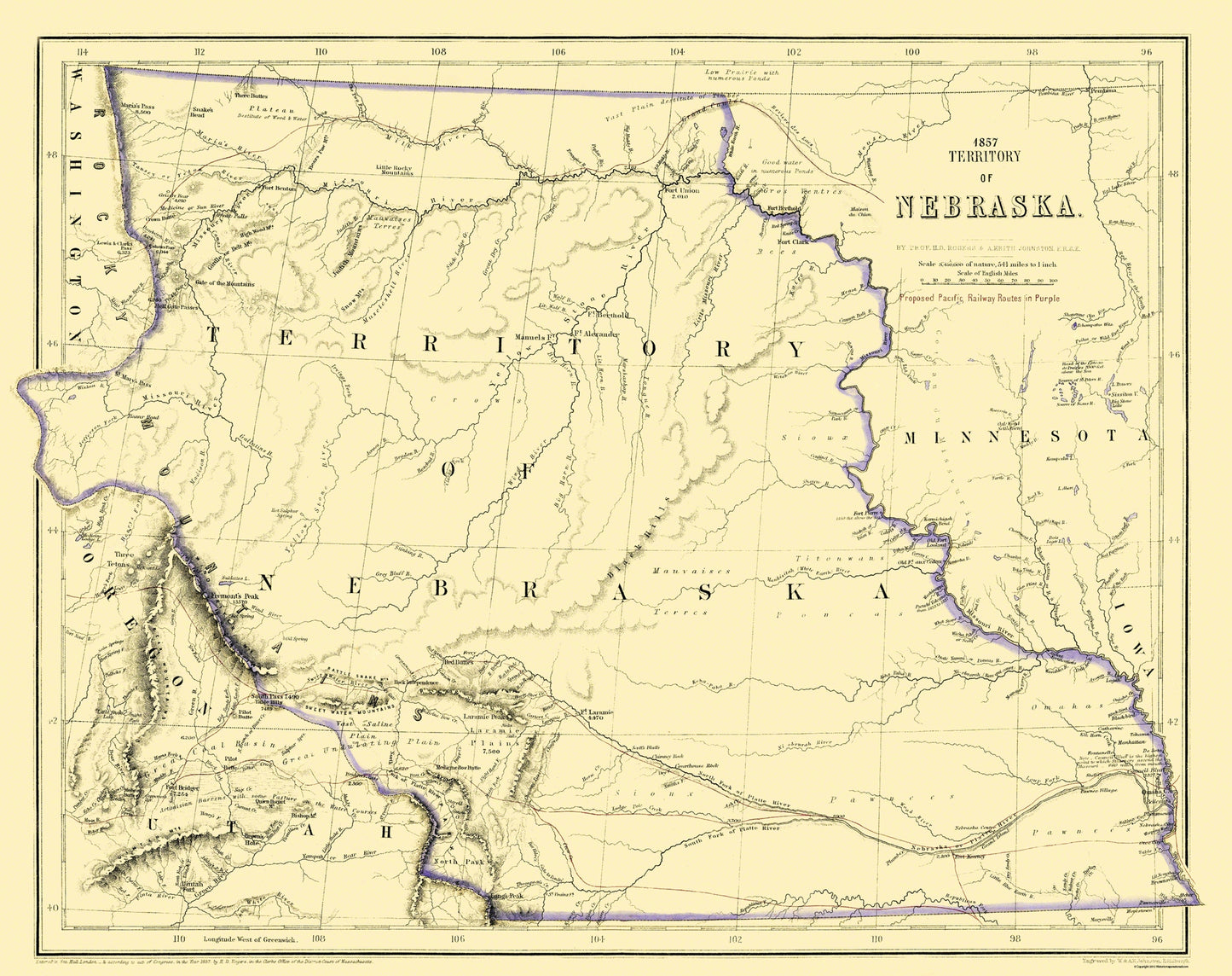 Historic State Map - Nebraska Territory - Rogers 1857 - 29.06 x 23 - Vintage Wall Art