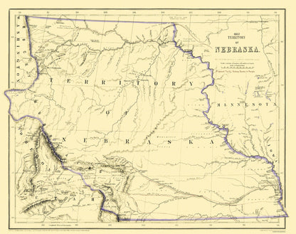 Historic State Map - Nebraska Territory - Rogers 1857 - 29.06 x 23 - Vintage Wall Art