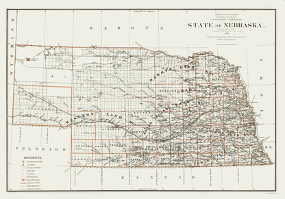 Historic State Map - Nebraska - Williamson 1879 - 23 x 32.89 - Vintage Wall Art