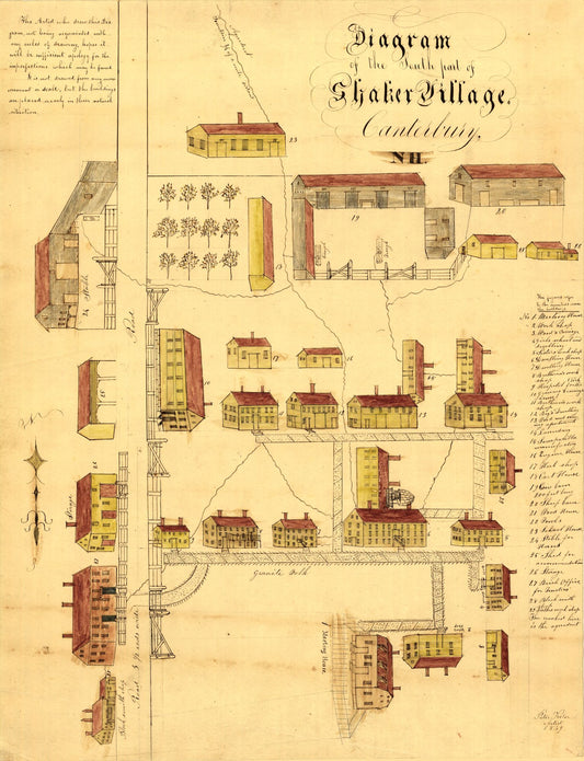 Historic Panoramic View - Canterbury New Hampshire - Foster 1849 - 23 x 30.01 - Vintage Wall Art