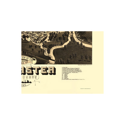 Historic Panoramic View - Lancaster New Hampshire - Beck 1883 - 23 x 30.27 - Vintage Wall Art