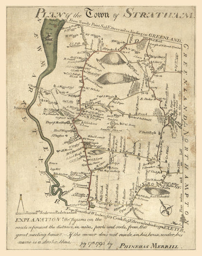 Historic City Map - Stratham New Hampshire - Merrill 1793 - 23 x 29.21 - Vintage Wall Art