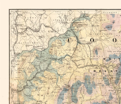 Historic State Map - New Hampshire White Mountains - 1881 - 26.62 x 23 - Vintage Wall Art