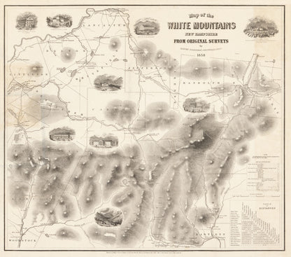 Historic City Map - White Mountains New Hampshire -Boardman 1858 - 26.06 x 23 - Vintage Wall Art