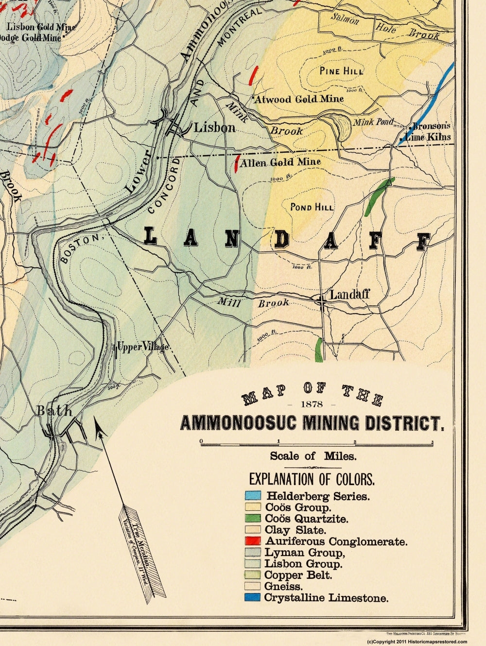 Historic Mine Map - New Hampshire Ammonoosuc Mining District - Hitchco ...