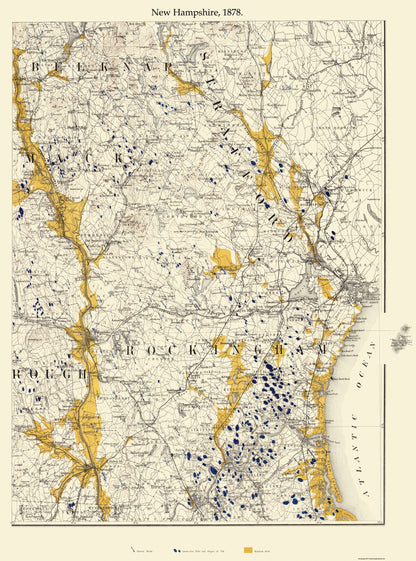 Historic State Map - New Hampshire - Bien 1878 - 23 x 31 - Vintage Wall Art