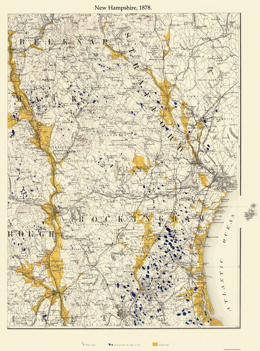 Historic State Map - New Hampshire - Bien 1878 - 23 x 31 - Vintage Wall Art