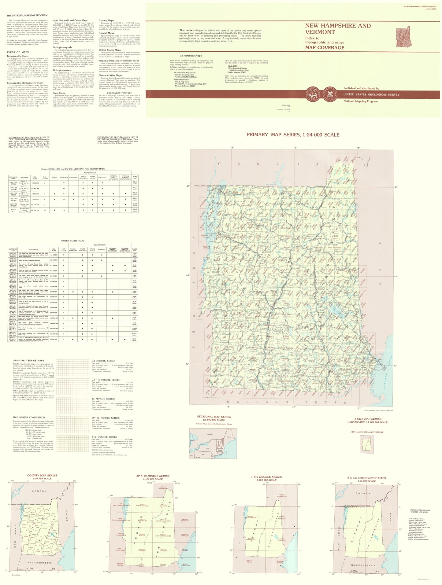 Topographical Map - New Hampshire Vermont Quad - USGS 1993 - 23 x 30.46 - Vintage Wall Art