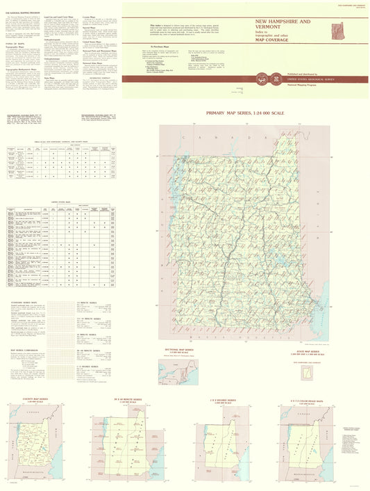 Topographical Map - New Hampshire Vermont Quad - USGS 1993 - 23 x 30.46 - Vintage Wall Art