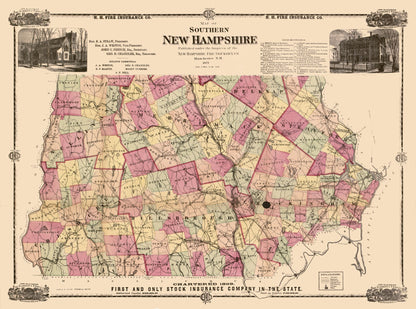 Historic State Map - New Hampshire - 1871 - 30.95 x 23 - Vintage Wall Art