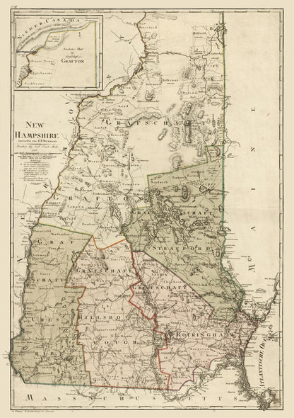 Historic State Map - New Hampshire - Sotzmann 1796 - 23 x 32.60 - Vintage Wall Art