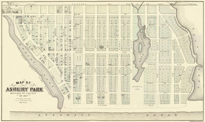 Historic City Map - Asbury Park New Jersey - Kennedy 1877 - 38.63 x 23 - Vintage Wall Art