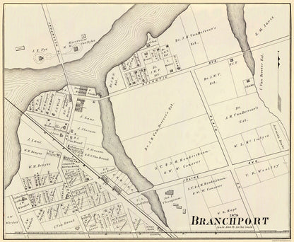 Historic City Map - Branchport New Jersey - Woolman 1878 - 28 x 23 - Vintage Wall Art