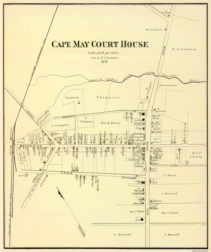 Historic City Map - Cape May Court House New Jersey - Woolman 1878 - 23 x 27.44 - Vintage Wall Art