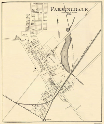 Historic City Map - Farmingdale New Jersey - Woolman 1878 - 23 x 27.44 - Vintage Wall Art