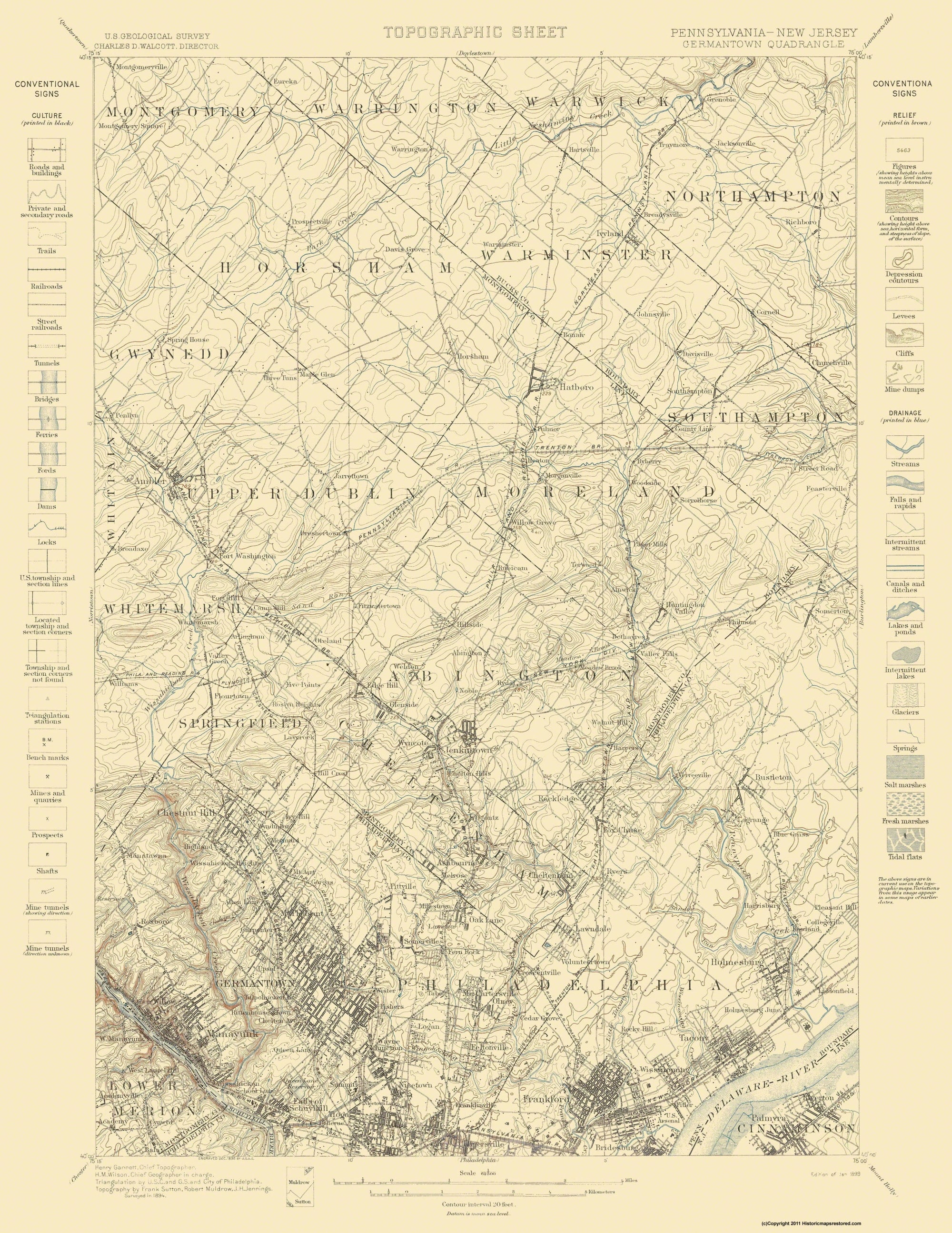 Topographical Map - Germantown Pennsylvania New Jersey Quad - USGS 189 ...