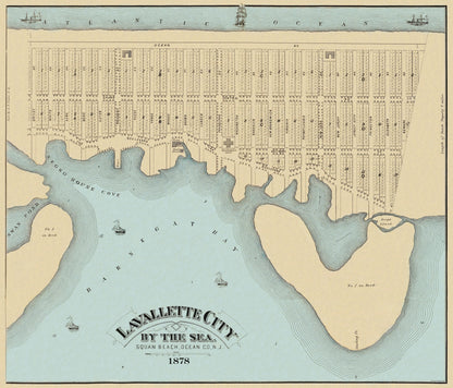 Historic City Map - Lavallette City Squann Beach New Jersey - Irons 1878 - 26.88 x 23 - Vintage Wall Art