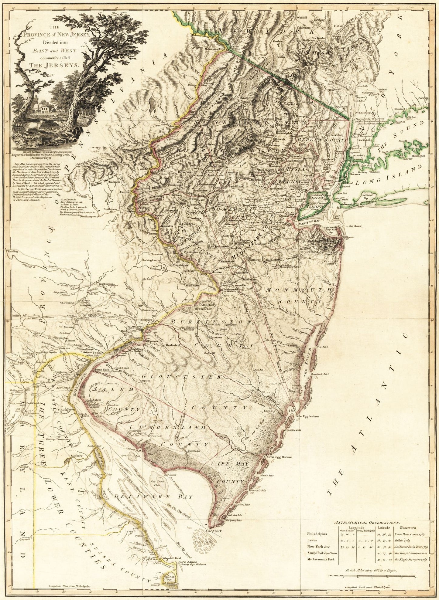 Historic State Map - New Jersey - Faden 1778 - 23 x 31.47 - Vintage Wall Art