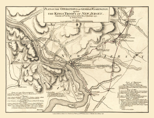 Historic Revolutionary War Map - New Jersey General Washington Operations - Faden 1777 - 30.06 x 23 - Vintage Wall Art