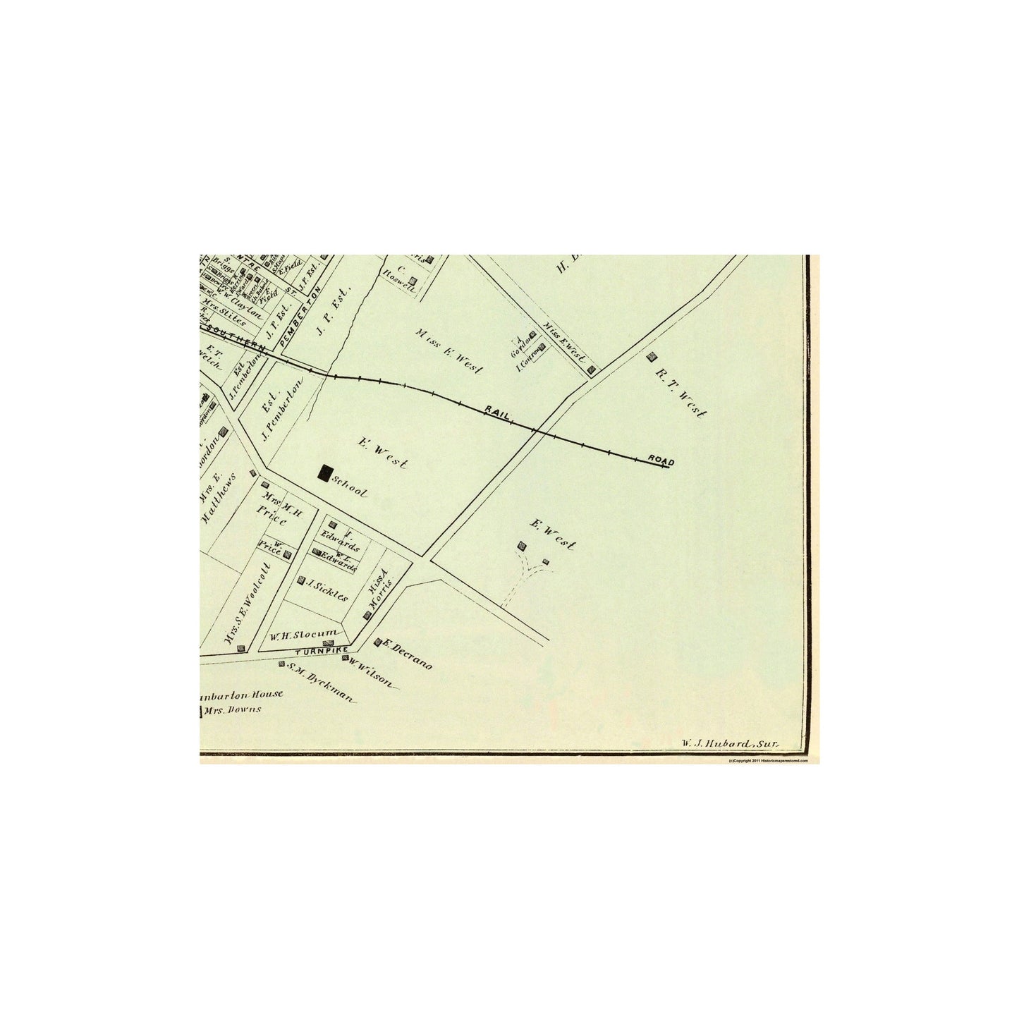 Historic City Map - Oceanport New Jersey - Hubard 1878 - 28 x 23 - Vintage Wall Art