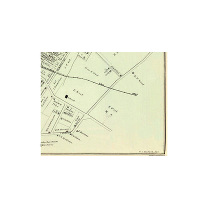 Historic City Map - Oceanport New Jersey - Hubard 1878 - 28 x 23 - Vintage Wall Art