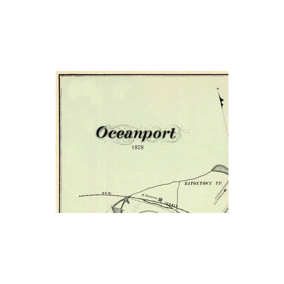 Historic City Map - Oceanport New Jersey - Hubard 1878 - 28 x 23 - Vintage Wall Art