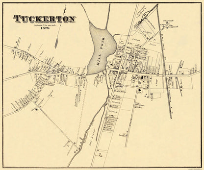 Historic City Map - Tuckerton New Jersey  - Woolman 1878 - 27.56 x 23 - Vintage Wall Art