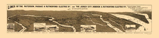 Railroad Map - New Jersey Electric Railway Companies - Morrise 1894 - 23 x 94 - Vintage Wall Art